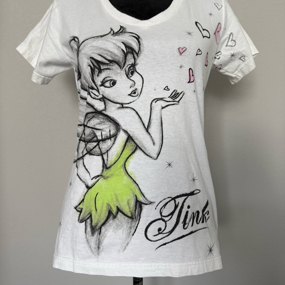 Disney Store White Tinker Bell Organic Cotton T-Shirt size Medium - Picture 3 of 9